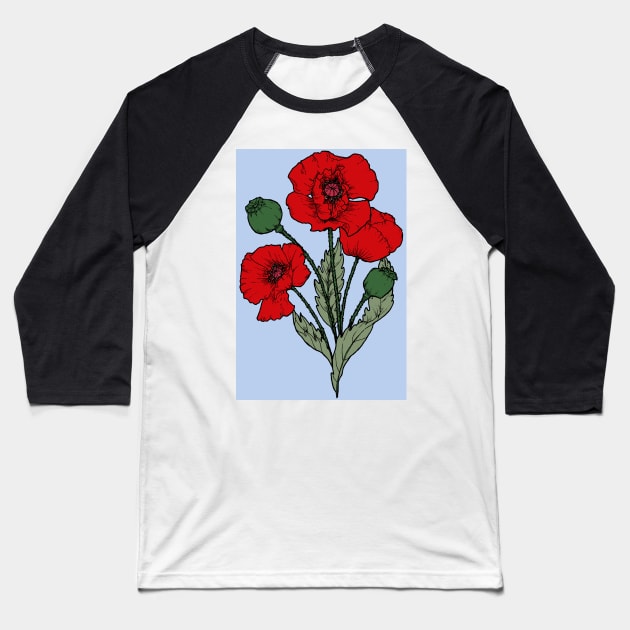 Drawing of a poppy Baseball T-Shirt by senkova